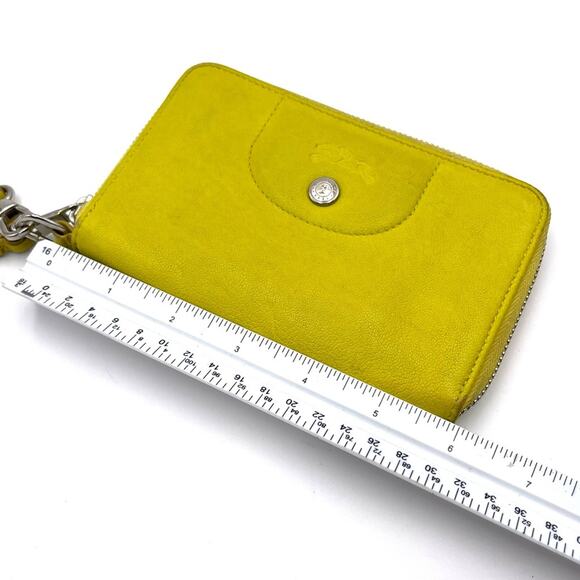 LONGCHAMP zip around wallet wristlet yellow leather - Picture 5 of 12